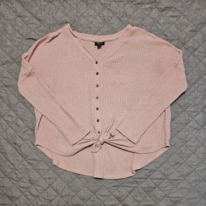 a.n.a Light Pink Button-Down Women Top